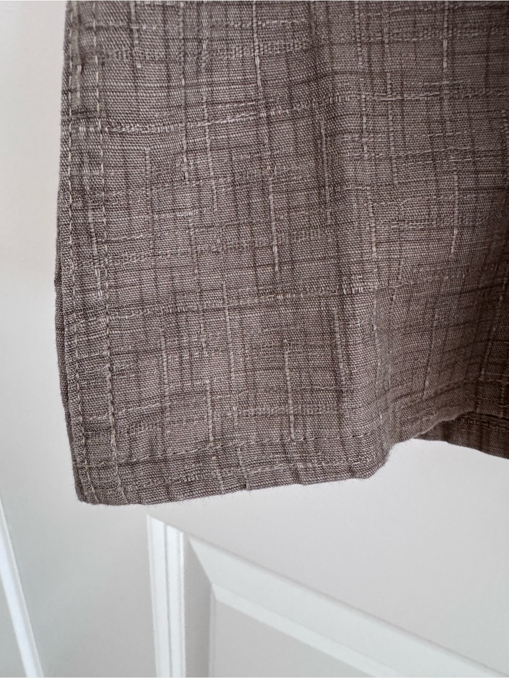 3sixteen Short-Sleeve Button-Down Textured Shirt in Taupe Brown - Picture 7 of 14